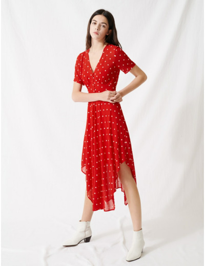 Robe longue en mousseline brodée
