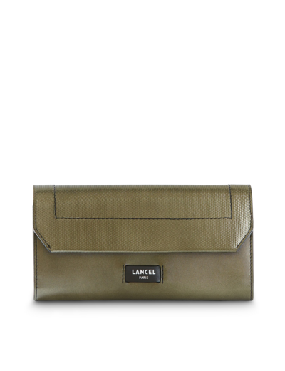 Ninon de Lancel - Portefeuille slim rabat - Grand modèle - Cuir de vachette métallisé texturé