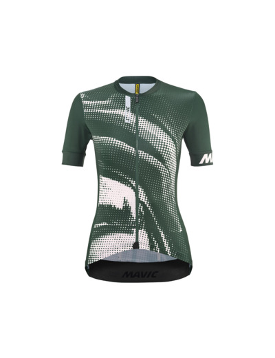 Maillot manches courtes Femme AKSIUM GRAPHIC Vert Forêt/Rose