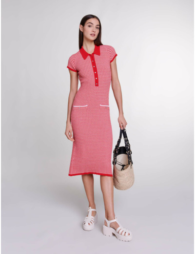 Robe longue en maille chevrons