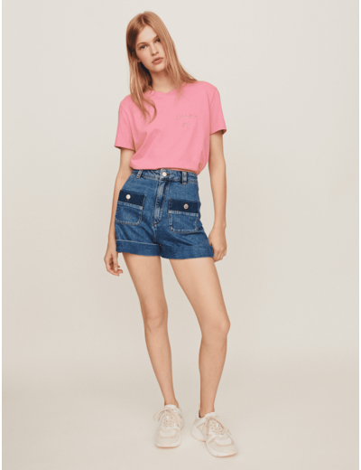 Short large en jean avec poches