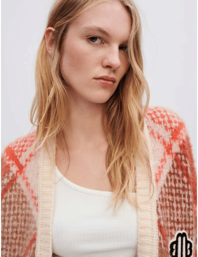 Cardigan fluffy en jacquard losanges