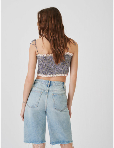 Bermuda droit en jean