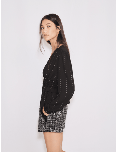 Top en mousseline et strass fantaisies
