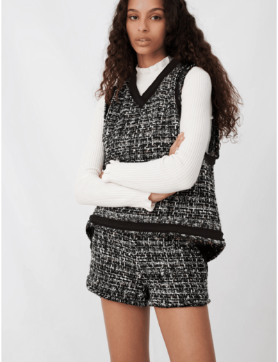 Top façon tweed à galons
