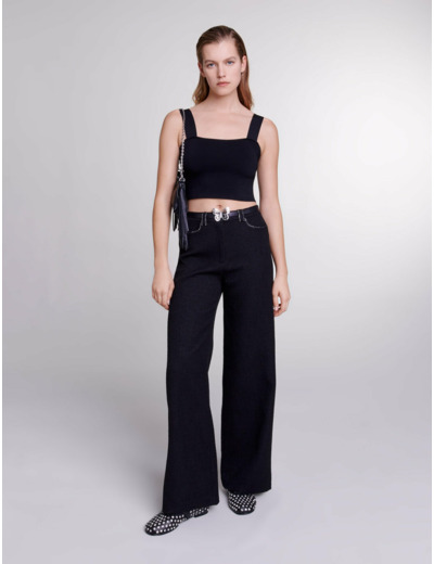 Pantalon large en tweed