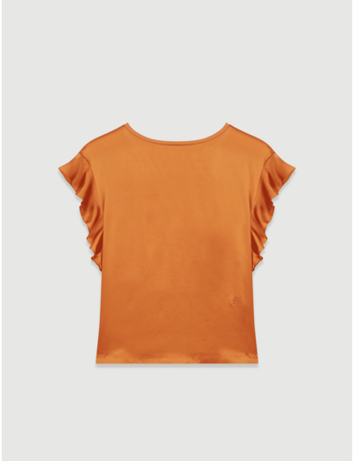 Tee-shirt en soie et jersey à volants
