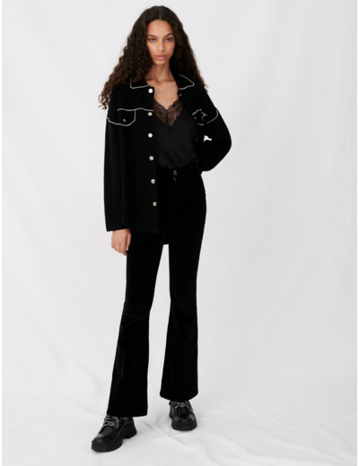 Pantalon évasé en velours