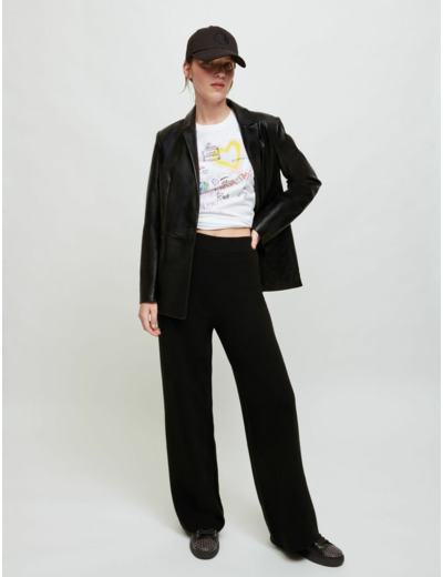 Pantalon noir large en maille