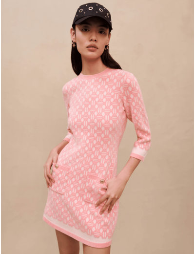 Robe en jacquard rose