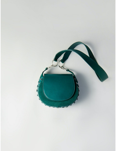 Besace en cuir et suède à lacets