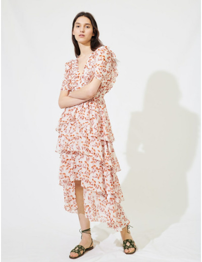 Robe maxi imprimée à volants