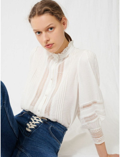 Chemise romantique en coton et dentelle