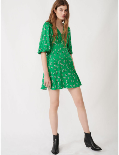 Robe en jacquard satin imprimé