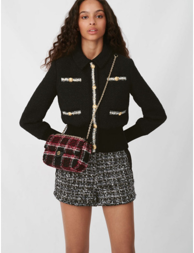 Blouson façon tweed contrasté