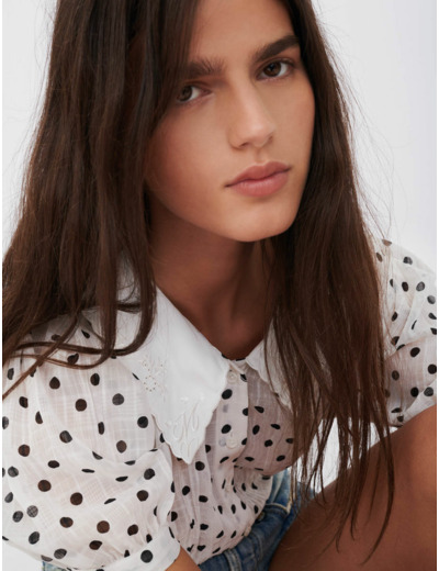 Chemise à pois effet froissé