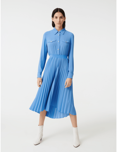 Robe façon chemise à taille froncée