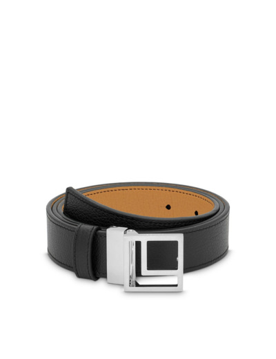 Logo Carré L - Ceinture réversible - Noir/Camel