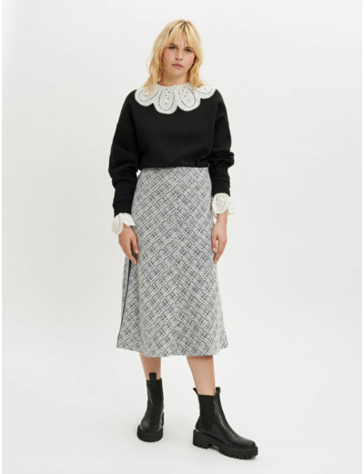 Jupe midi en tweed