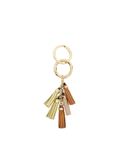 Cuir Pompon - Porte-clés mini pompons - Cuir de vachette lisse et métal