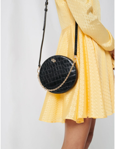 Sac disque en cuir croco