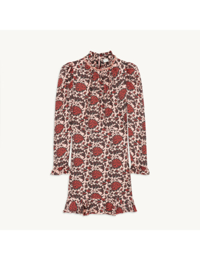 Robe courte imprimée en soie mélangée