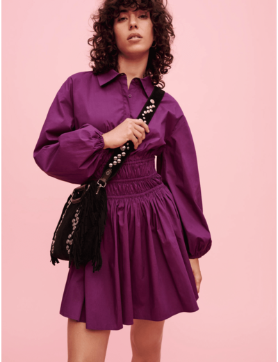 Robe en coton smockée à la taille