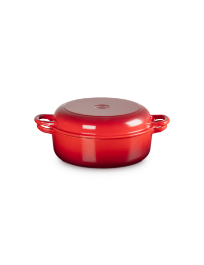 Cocotte basse avec couvercle en fonte émaillée 26cm cerise