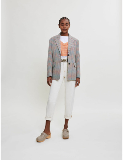 Veste tailleur à motif pied de poule