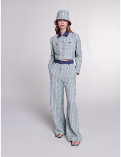 Pantalon large en tweed