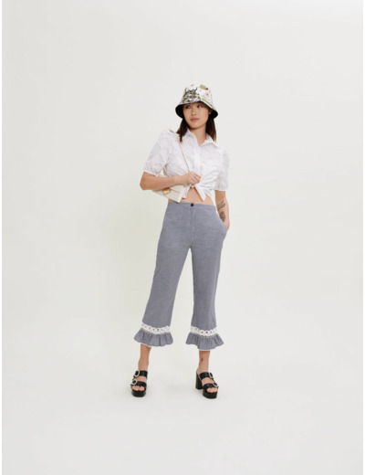 Pantalon en Vichy et dentelles