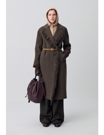 Manteau long franges