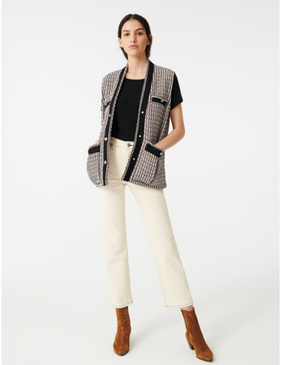 Veste sans manche façon tweed avec lurex