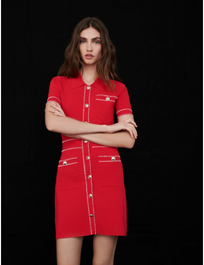 Robe en maille contrastée