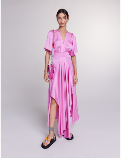 Robe longue satinée