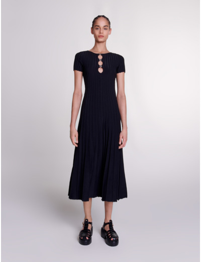 Robe longue en maille côtelée
