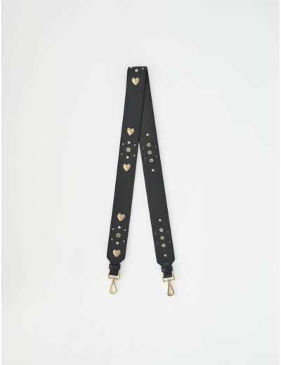 Bandoulière en cuir à clous et coeur