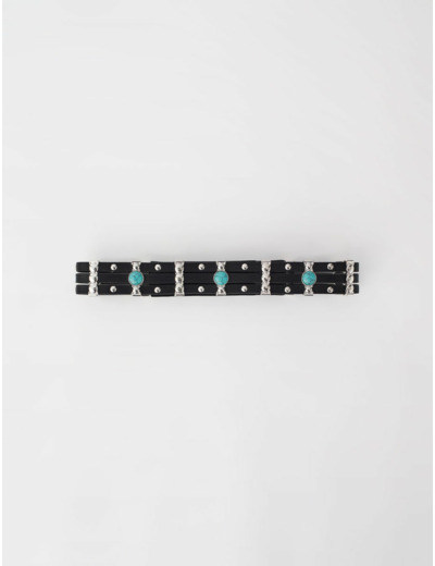 Ceinture à studs et pierres turquoise