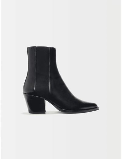 Bottines en cuir lisse mi-haute