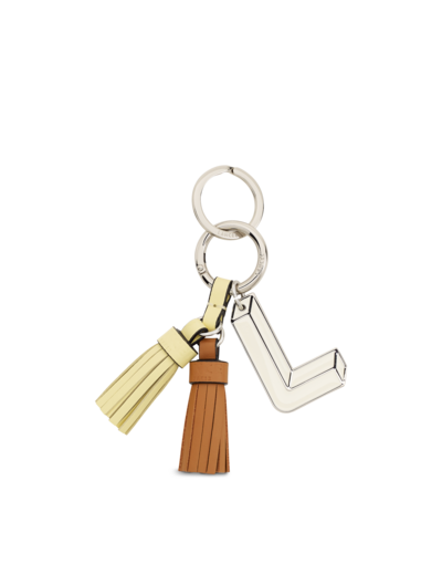 Cuir Pompon - Porte-clés pompon duo - Cuir de vachette lisse et métal