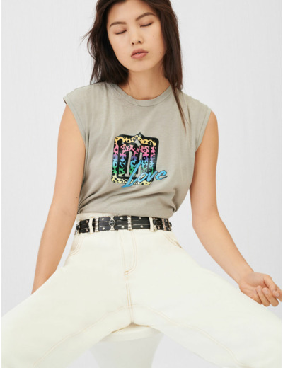 Tee-shirt sans manches sérigraphié