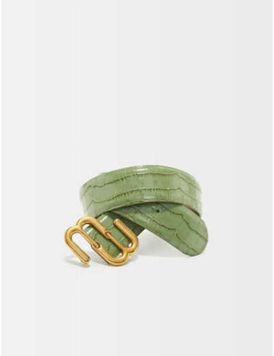 Ceinture en cuir croco double M Maje