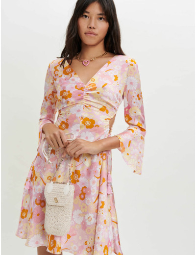 Robe en satin imprimé Flower Power