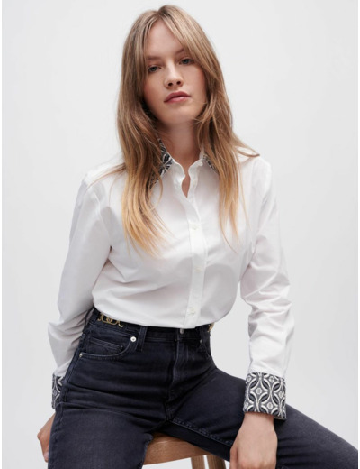 Chemise en popeline à col jacquard