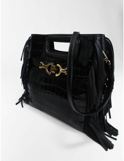 Sac M en cuir embossé à mors