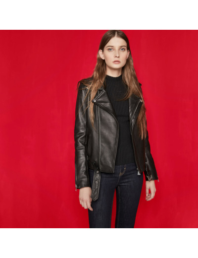 Blouson en cuir avec ceinture