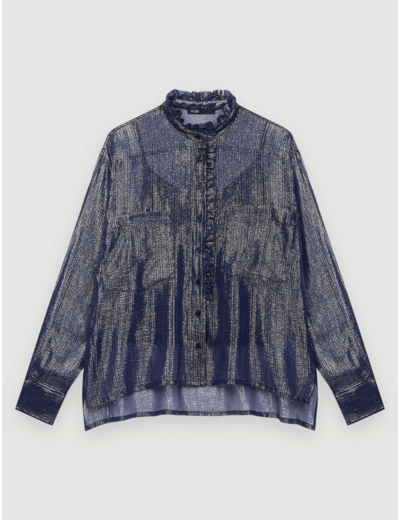 Chemise fluide en soie lamée