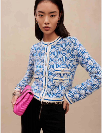 Cardigan en jacquard métallisé