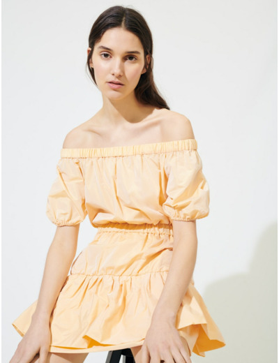 Robe trapèze élastiquée en taffetas