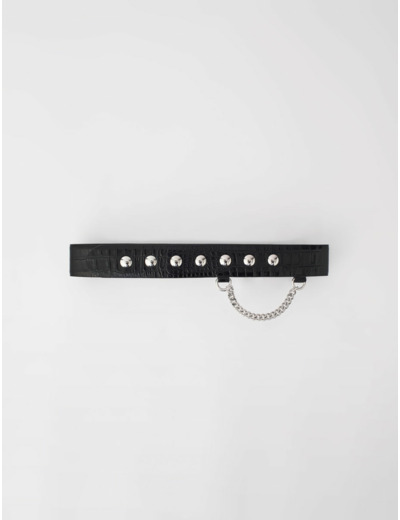 Ceinture en cuir à pressions et chaine